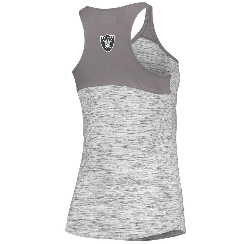 Las Vegas Raiders New Era Women's Space Dye Racerback Scoop Neck Tank Top Silver/Black | NFL