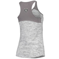 Las Vegas Raiders New Era Women's Space Dye Racerback Scoop Neck Tank Top Silver/Black | NFL
