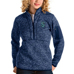 Seattle Kraken Antigua Women's Fortune Half-Zip Sweatshirt - Heather Navy - NHL