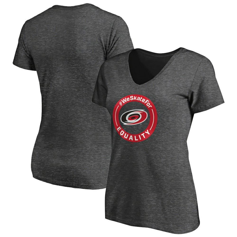 Carolina Hurricanes Women's #WeSkateFor V-Neck T-Shirt - Heather Gray - NHL