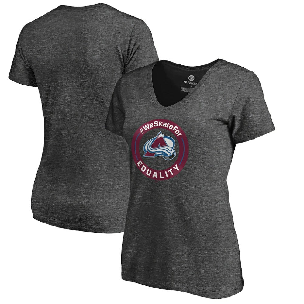 Colorado Avalanche Women's #WeSkateFor V-Neck T-Shirt - Heather Gray - NHL