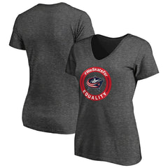Columbus Blue Jackets Women's #WeSkateFor V-Neck T-Shirt - Heather Gray - NHL
