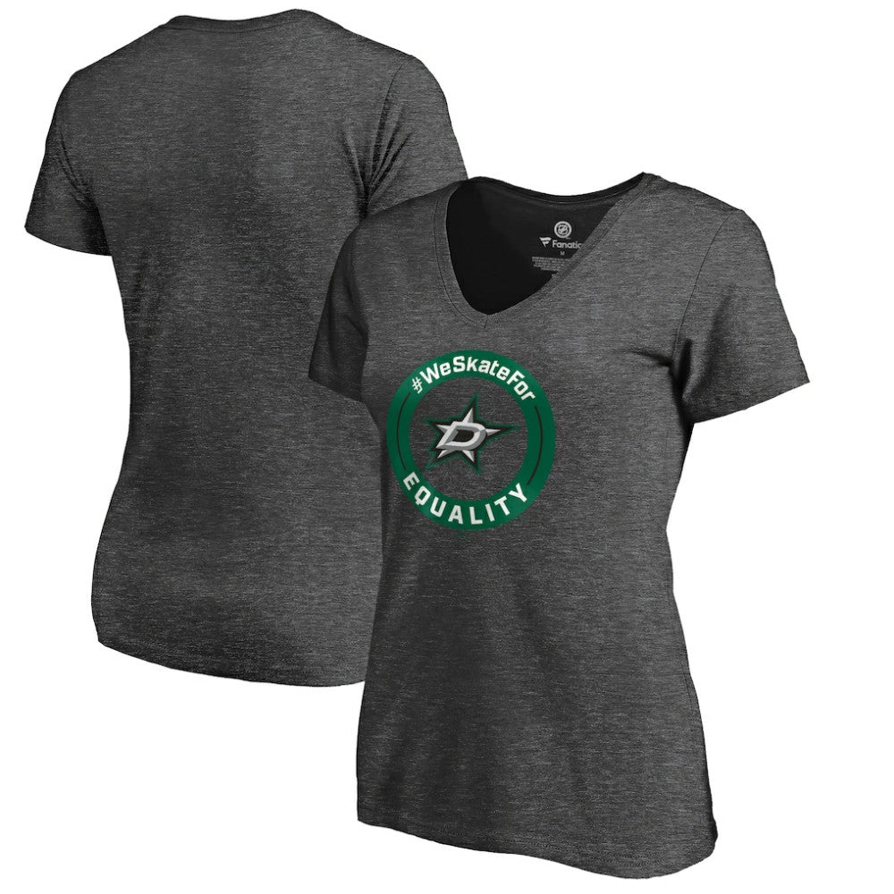 Dallas Stars Women's #WeSkateFor V-Neck T-Shirt - Heather Gray - NHL