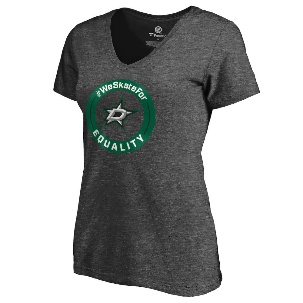 Dallas Stars Women's #WeSkateFor V-Neck T-Shirt - Heather Gray - NHL