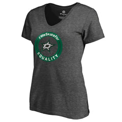 Dallas Stars Women's #WeSkateFor V-Neck T-Shirt - Heather Gray - NHL