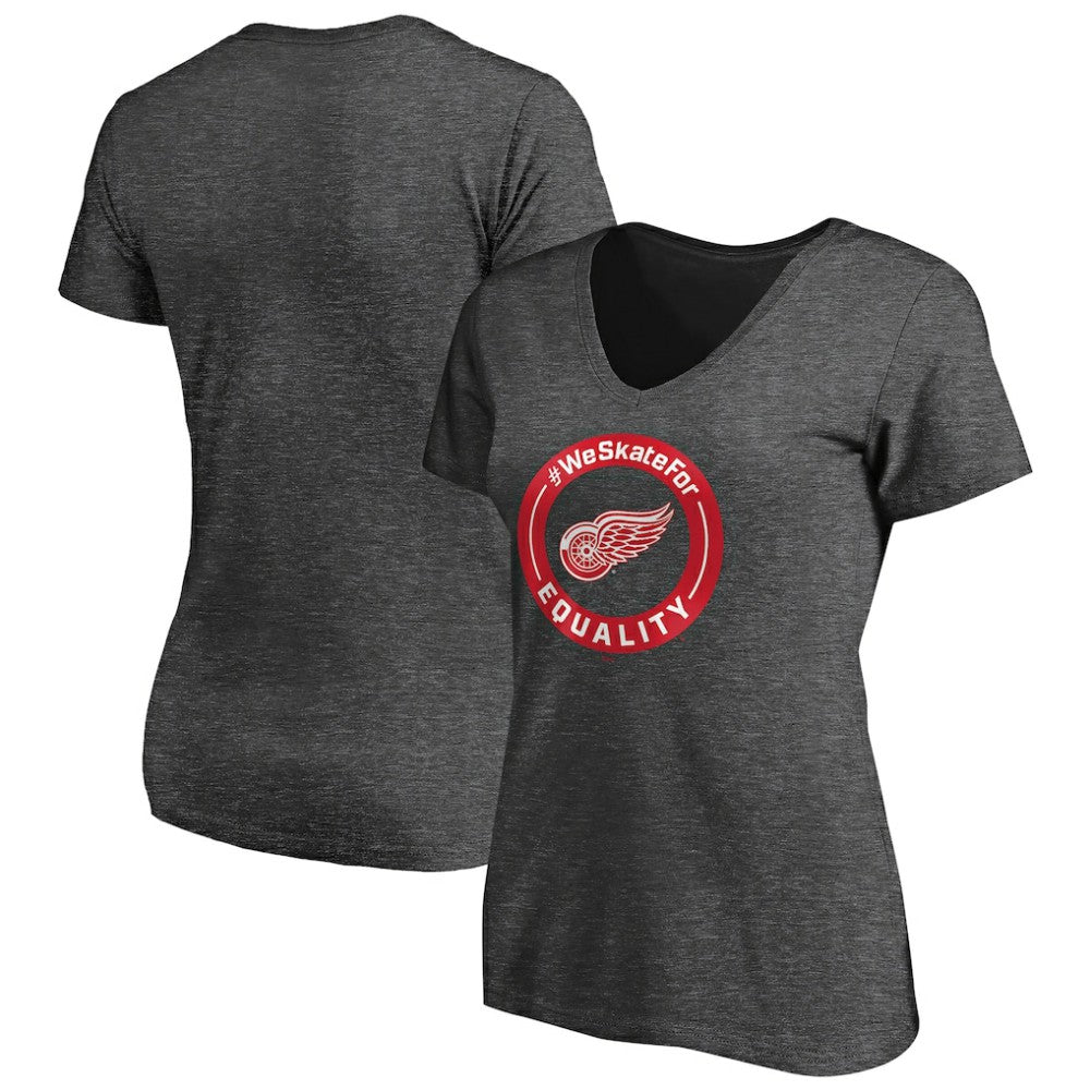 Detroit Red Wings Women's #WeSkateFor V-Neck T-Shirt - Heather Gray - NHL