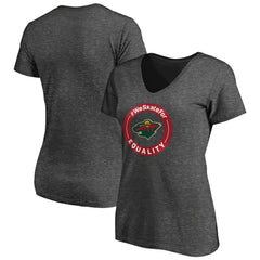 Minnesota Wild Women's #WeSkateFor V-Neck T-Shirt - Heather Gray - NHL