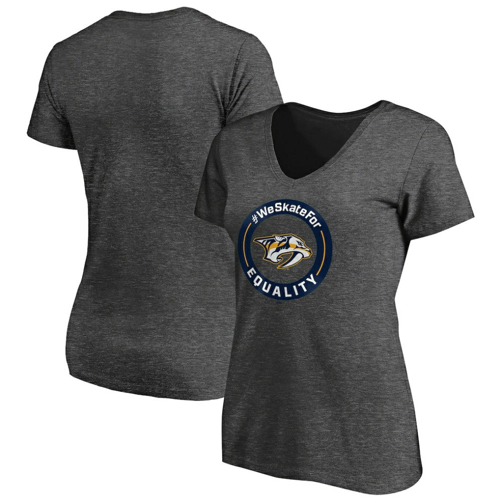 Nashville Predators Women's #WeSkateFor V-Neck T-Shirt - Heather Gray - NHL