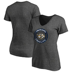 Nashville Predators Women's #WeSkateFor V-Neck T-Shirt - Heather Gray - NHL
