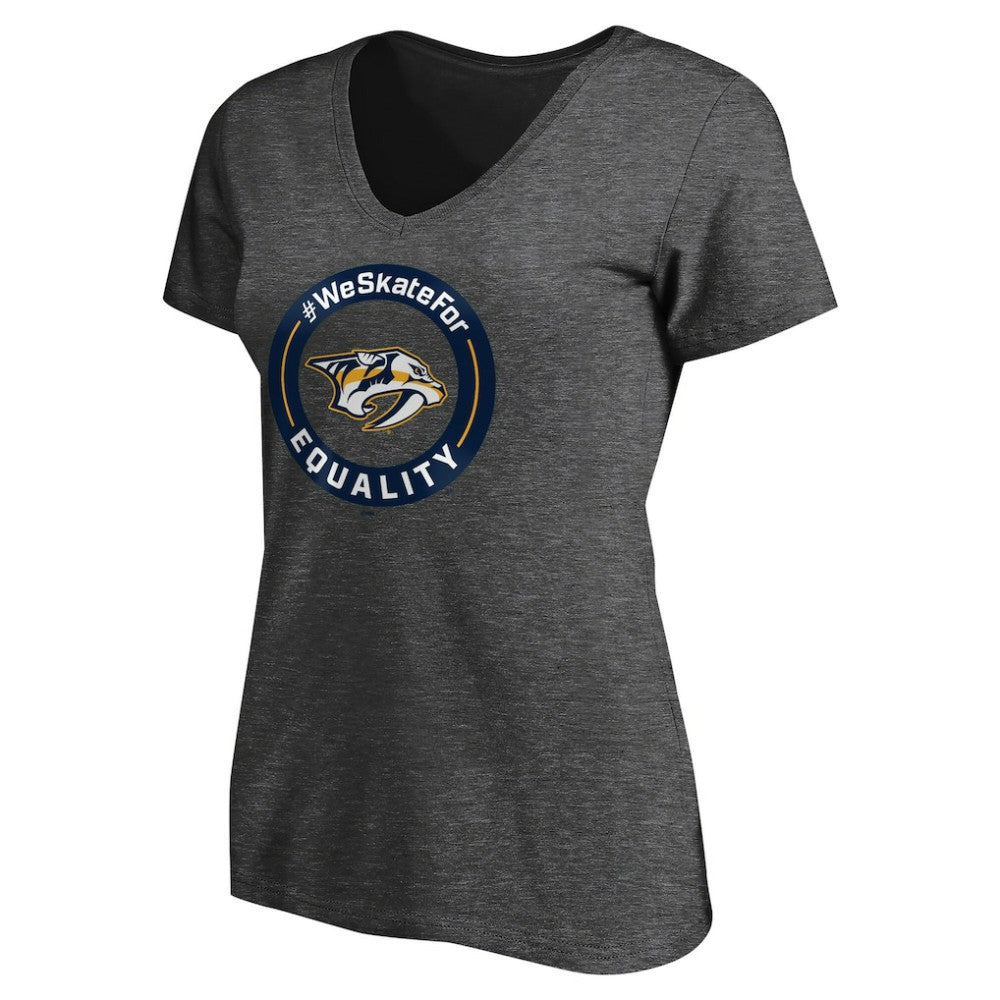 Nashville Predators Women's #WeSkateFor V-Neck T-Shirt - Heather Gray - NHL
