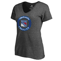 New York Rangers Women's #WeSkateFor V-Neck T-Shirt - Heather Gray - NHL