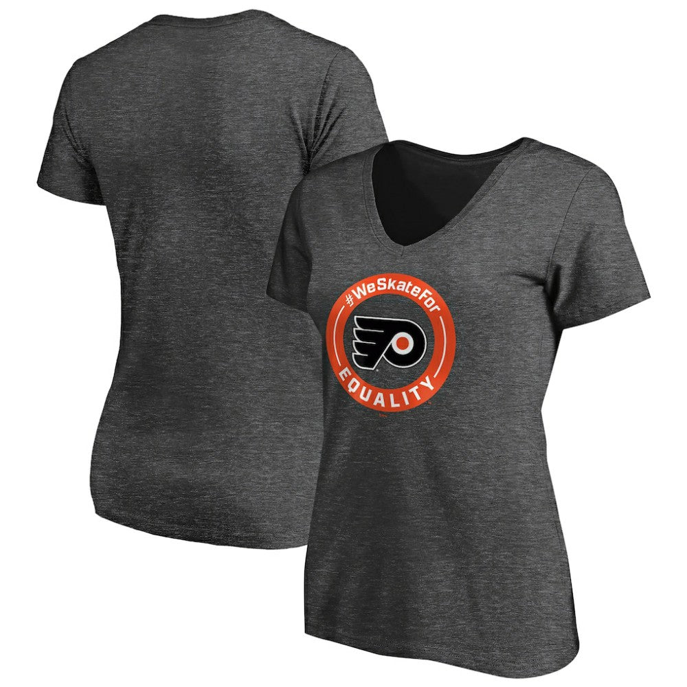 Philadelphia Flyers Women's #WeSkateFor V-Neck T-Shirt - Heather Gray - NHL