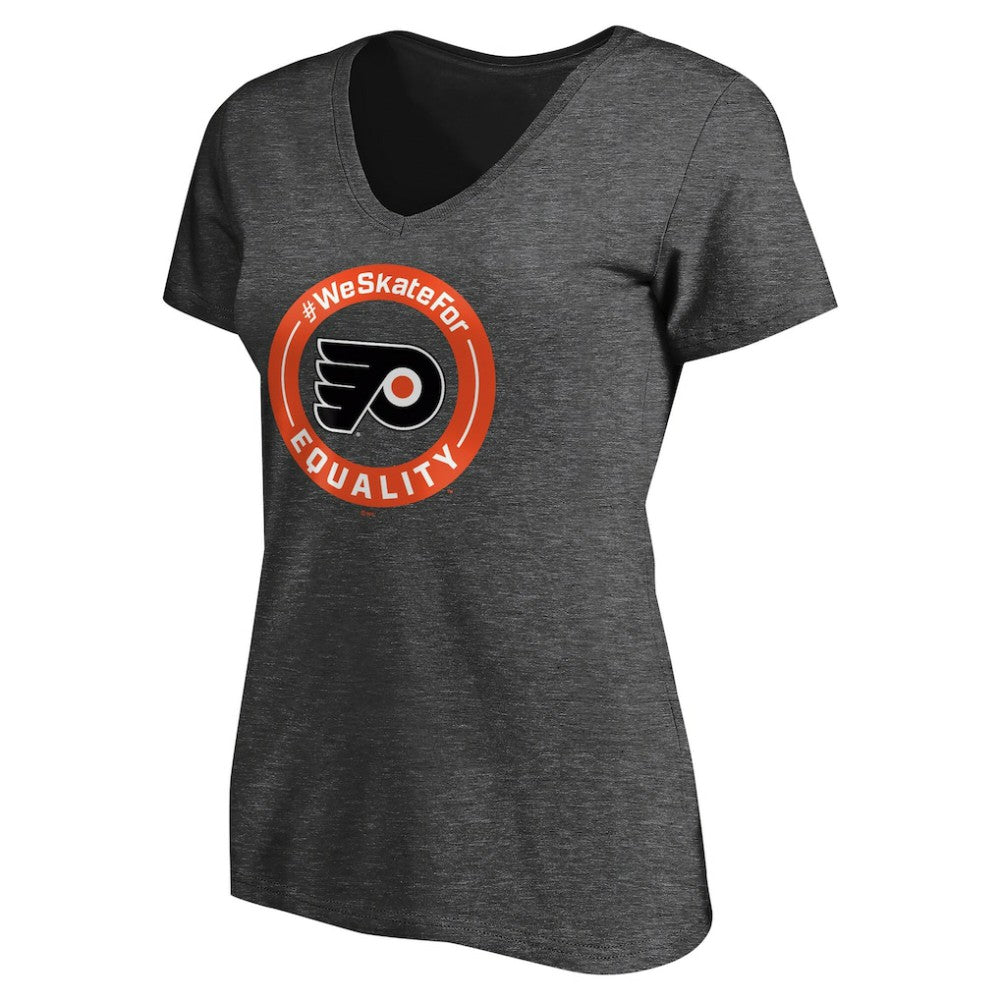 Philadelphia Flyers Women's #WeSkateFor V-Neck T-Shirt - Heather Gray - NHL