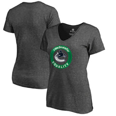 Vancouver Canucks Women's #WeSkateFor V-Neck T-Shirt - Heather Gray - NHL