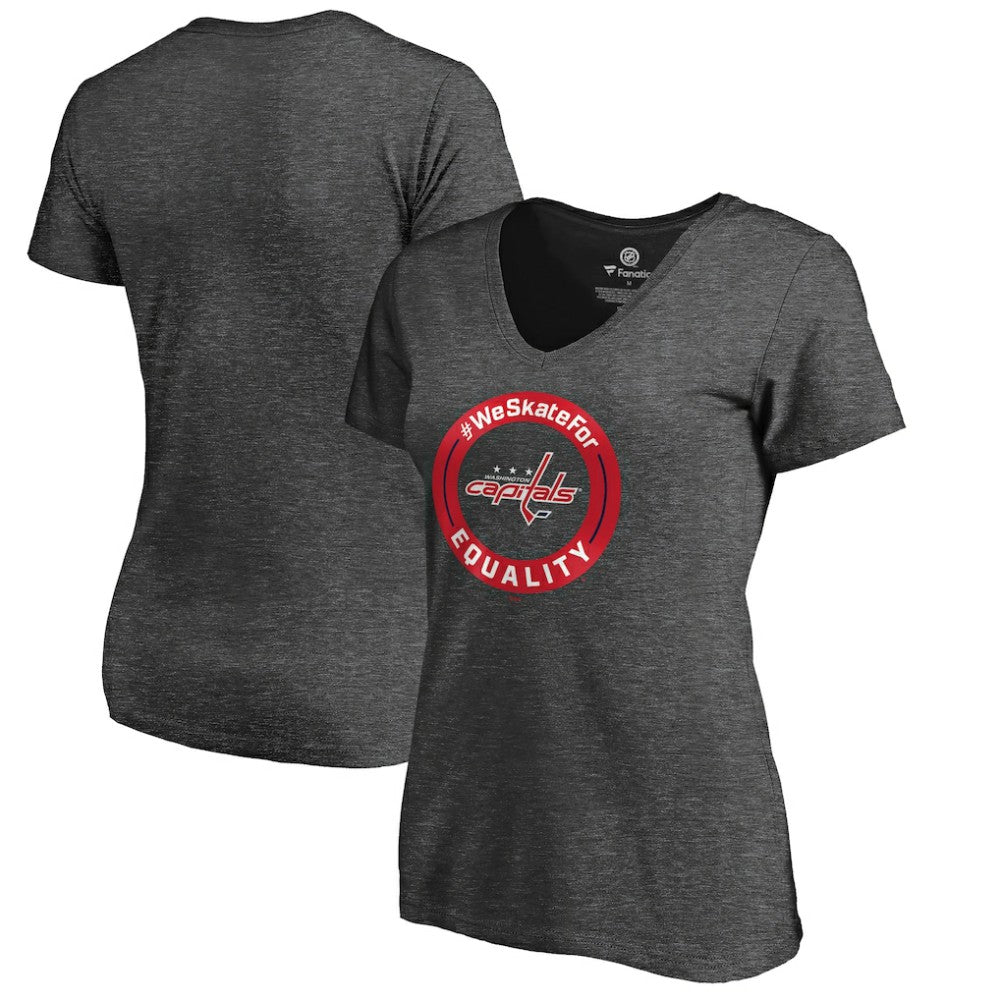 Washington Capitals Women's #WeSkateFor V-Neck T-Shirt - Heather Gray - NHL