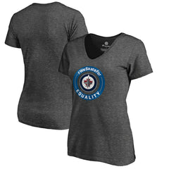Winnipeg Jets Women's #WeSkateFor V-Neck T-Shirt - Heather Gray - NHL