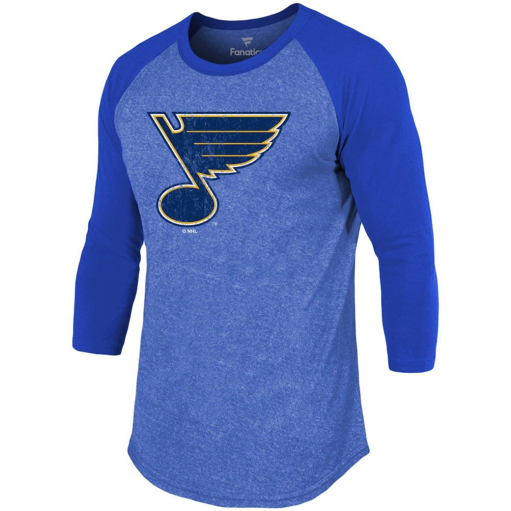 Jordan Binnington St. Louis Blues Fanatics Name & Number Tri-Blend Raglan 3/4-Sleeve T-Shirt - Blue - NHL
