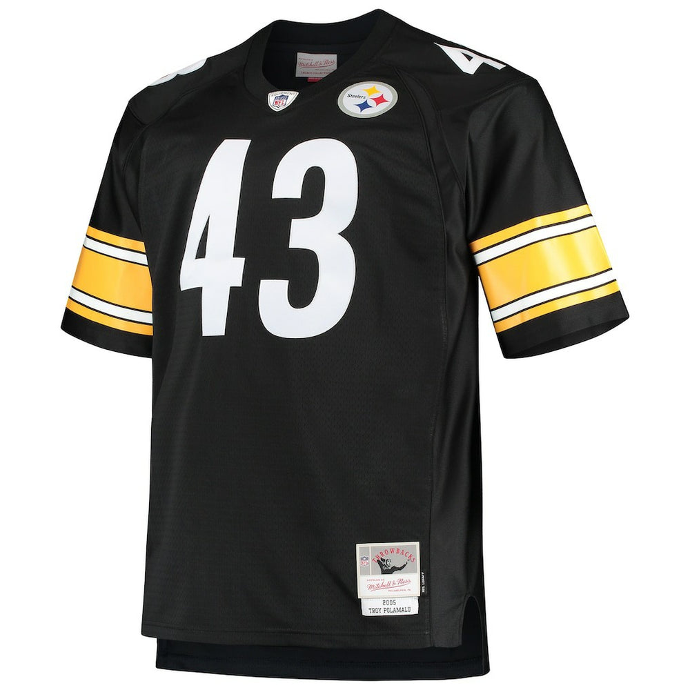 Troy Polamalu Pittsburgh Steelers Big & Tall 2005 Retired Player Replica Jersey Black | Mitchell & Ness
