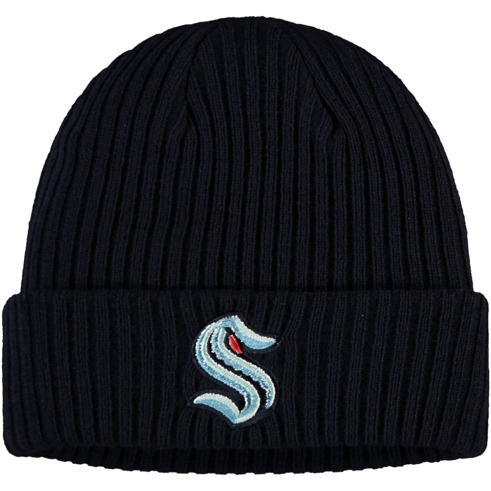 Seattle Kraken Fanatics Core Primary Logo Cuffed Knit Hat - Navy - NHL