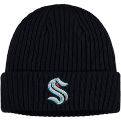 Seattle Kraken Fanatics Core Primary Logo Cuffed Knit Hat - Navy - NHL