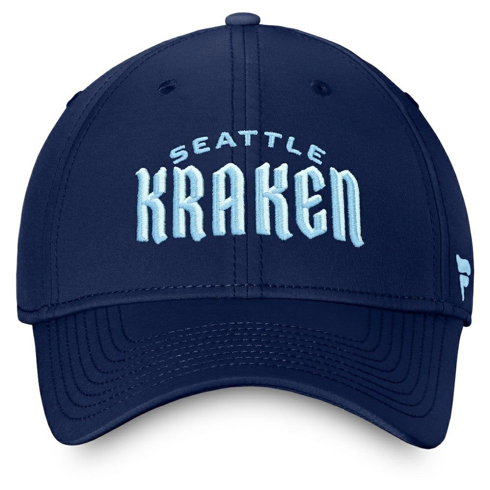 Seattle Kraken Fanatics Wordmark Flex Hat - Deep Sea Blue - NHL