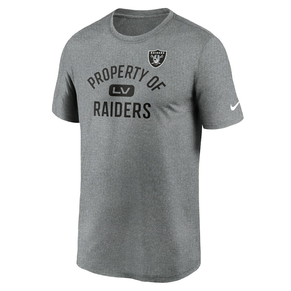 Las Vegas Raiders Legend Property Of Performance T-Shirt Heather Charcoal | Nike for Sale
