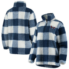Washington Capitals G-III 4Her by Carl Banks Women's Plaid Sherpa Quarter-Zip Jacket - Navy/White - NHL