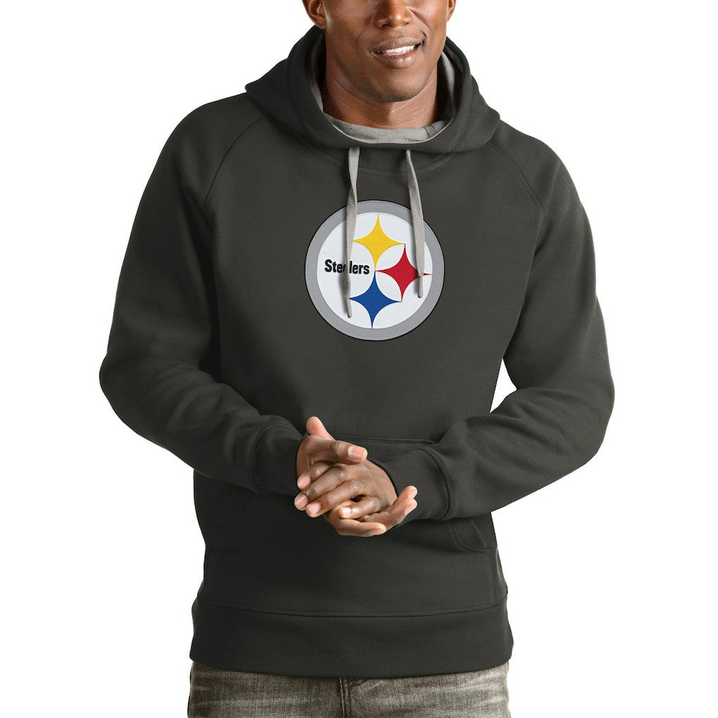 Pittsburgh Steelers Antigua Victory Pullover Hoodie Charcoal | NFL