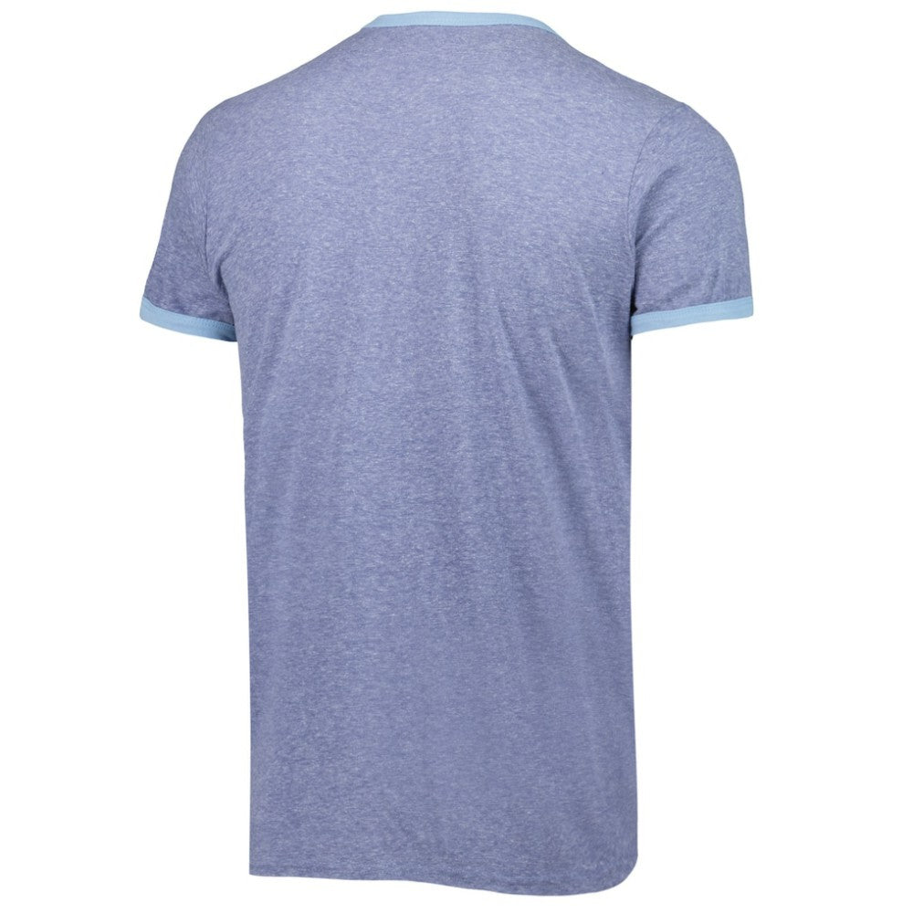 Seattle Kraken Fanatics Buzzer Beater Tri-Blend Ringer T-Shirt - Heathered Deep Sea Blue - NHL