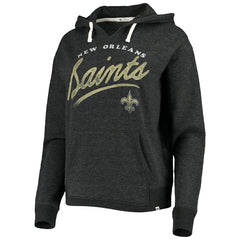 New Orleans Saints '47 Women's Cross Script Emerson Hoodie Heather Charcoal | 47 brand