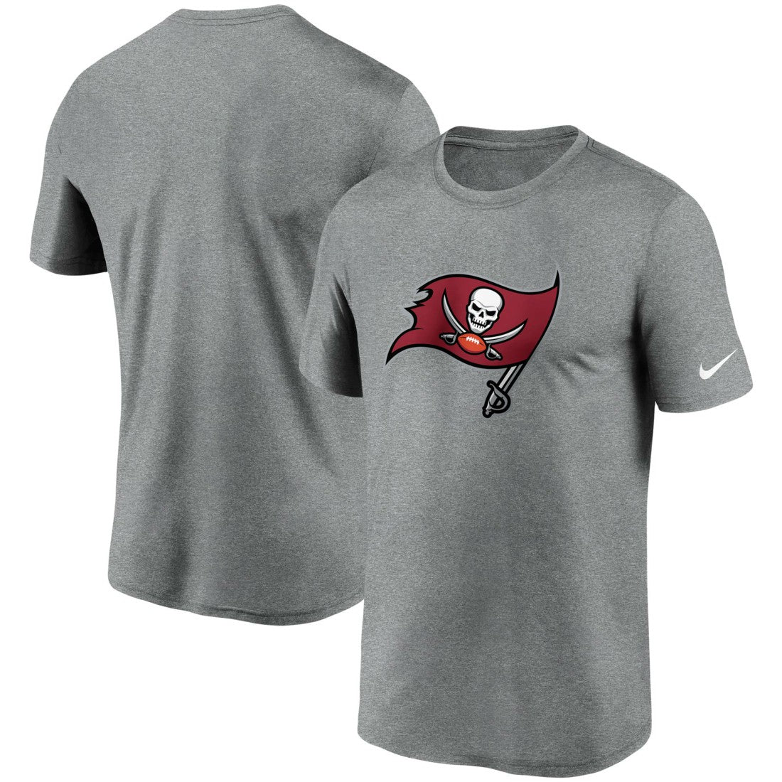Tampa Bay Buccaneers Logo Essential Legend Performance T-Shirt Heathered Pewter | Nike for Sale