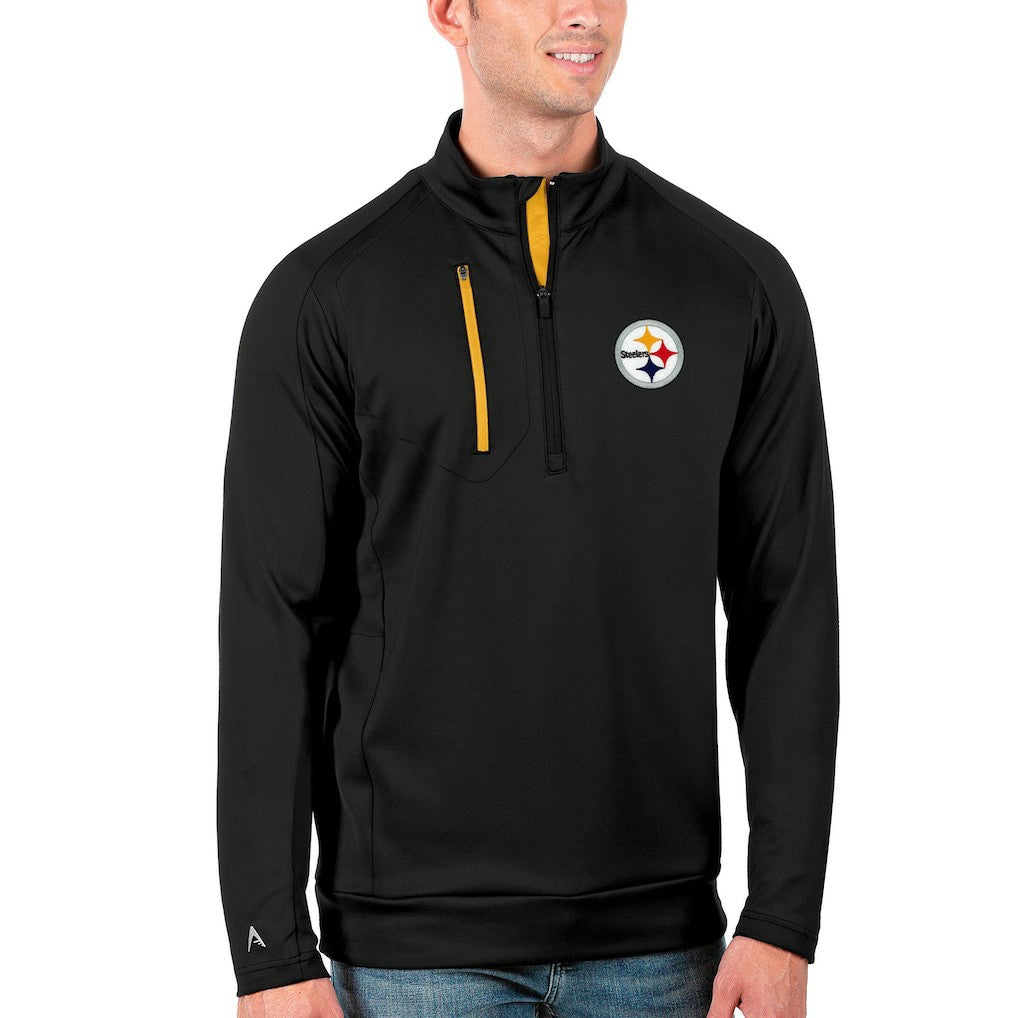 Pittsburgh Steelers Antigua Generation Quarter-Zip Pullover Jacket Black/Gold | NFL