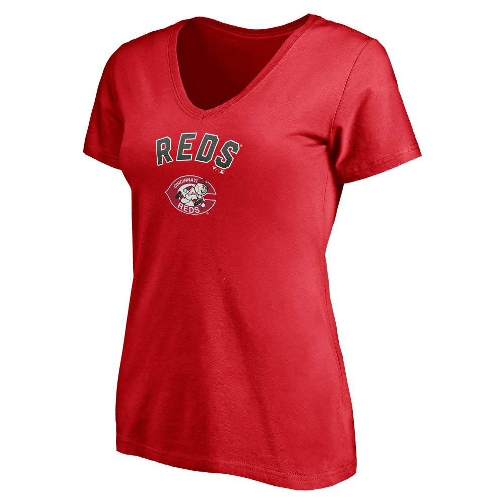 Cincinnati Reds Women's Cooperstown Winning Streak Personalized Name & Number V-Neck T-Shirt - MLB
