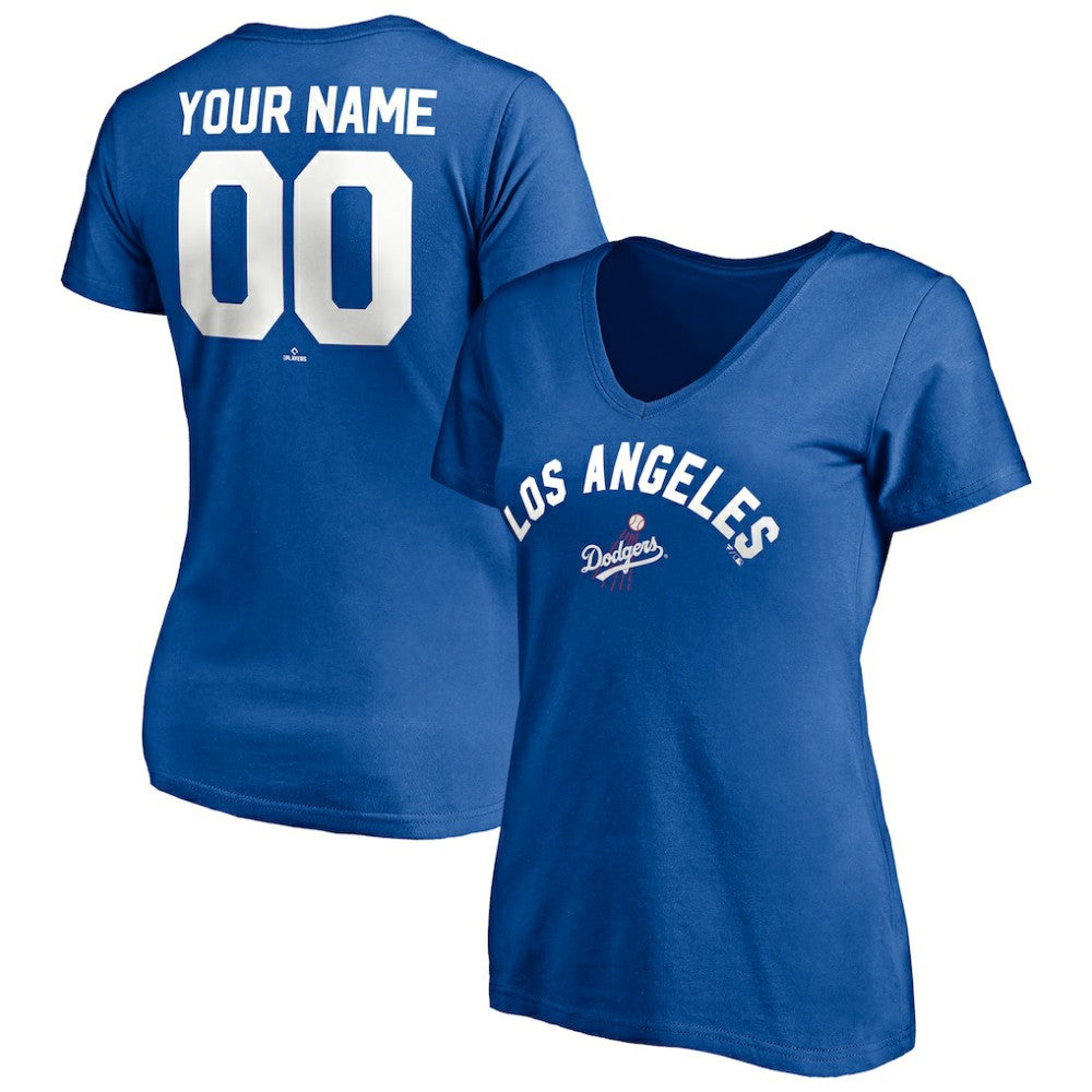 Los Angeles Dodgers Women's Cooperstown Winning Streak Personalized Name & Number V-Neck T-Shirt - MLB