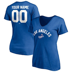 Los Angeles Dodgers Women's Cooperstown Winning Streak Personalized Name & Number V-Neck T-Shirt - MLB