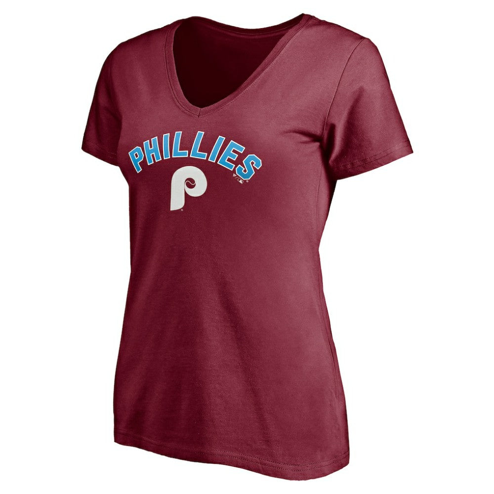Philadelphia Phillies Women's Cooperstown Winning Streak Alternate Personalized Name & Number V-Neck T-Shirt - MLB
