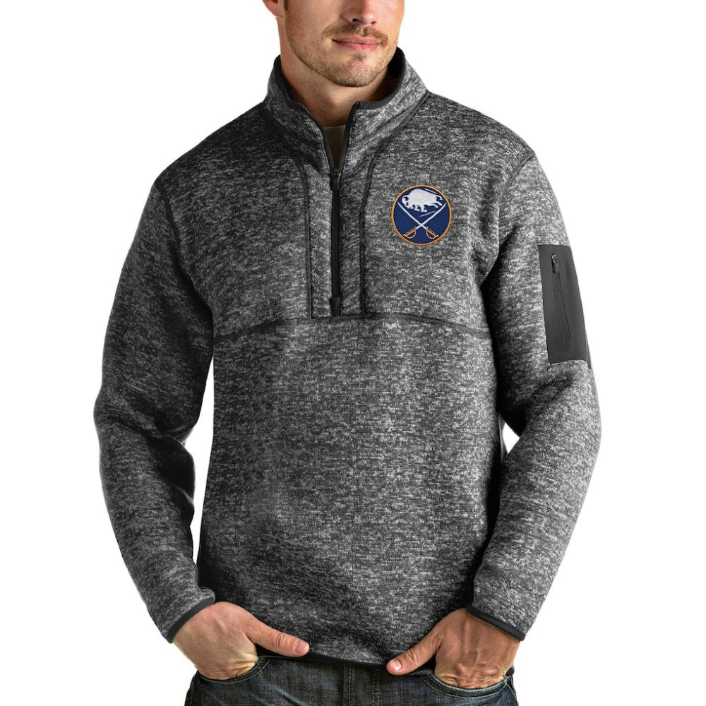 Buffalo Sabres Antigua Fortune Half-Zip Pullover Jacket - Heather Gray - NHL