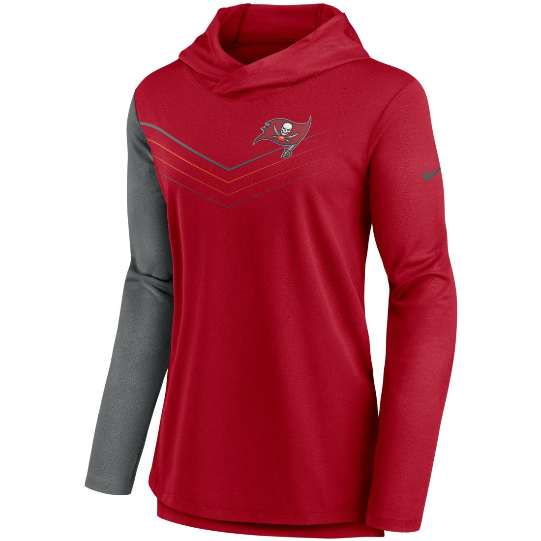 Tampa Bay Buccaneers Women's Chevron Hoodie Performance Long Sleeve T-Shirt Red/Heathered Charcoal | Nike for Sale