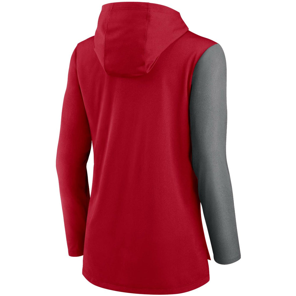 Tampa Bay Buccaneers Women's Chevron Hoodie Performance Long Sleeve T-Shirt Red/Heathered Charcoal | Nike for Sale