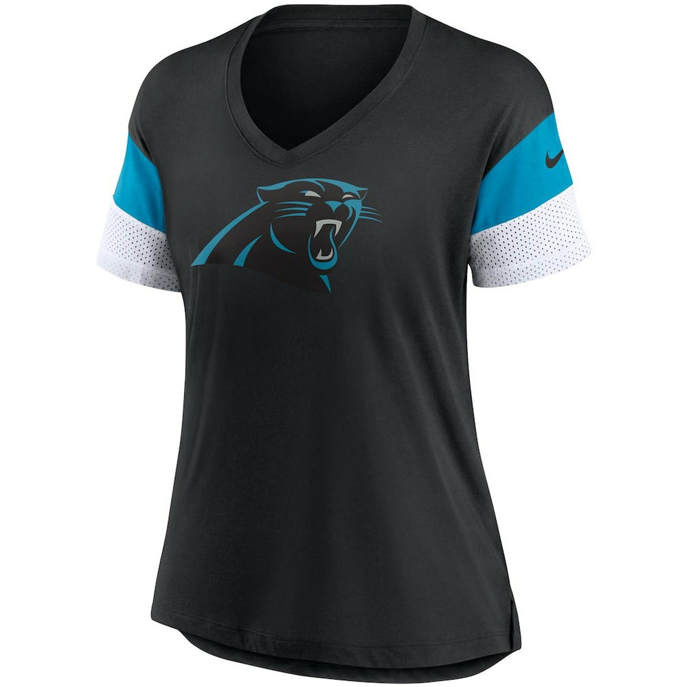 Carolina Panthers Women's Team Logo Fashion Performance Tri-Blend V-Neck T-Shirt Black | Nike for Sale