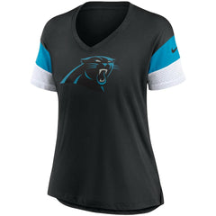 Carolina Panthers Women's Team Logo Fashion Performance Tri-Blend V-Neck T-Shirt Black | Nike for Sale
