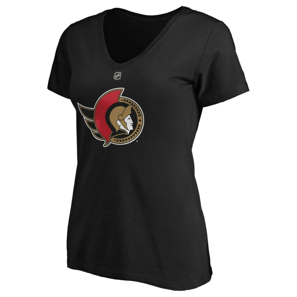 Brady Tkachuk Ottawa Senators Fanatics Women's Authentic Stack Name & Number V-Neck T-Shirt - Black - NHL