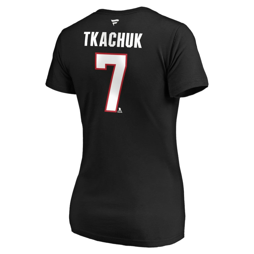 Brady Tkachuk Ottawa Senators Fanatics Women's Authentic Stack Name & Number V-Neck T-Shirt - Black - NHL