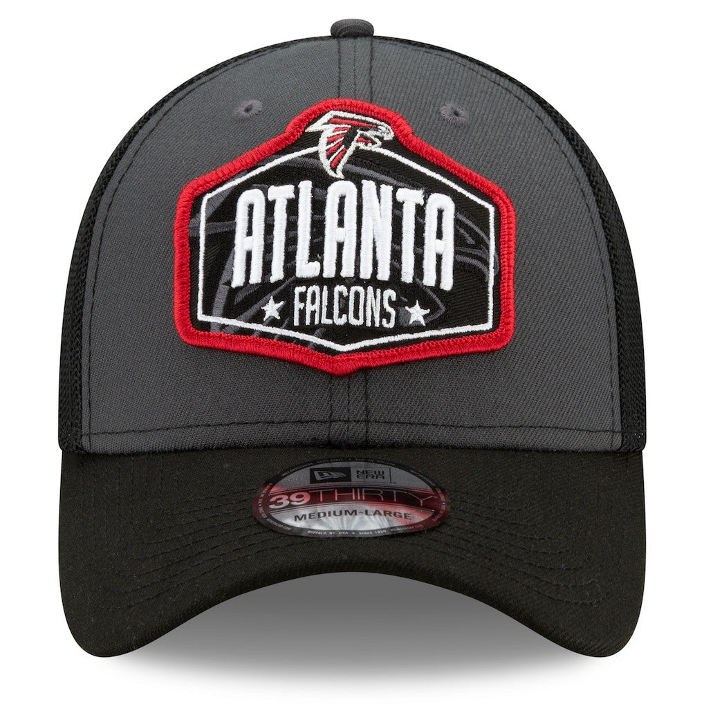 Atlanta Falcons New Era 2021 NFL Draft Trucker 39THIRTY Flex Hat Graphite/Black | NFL