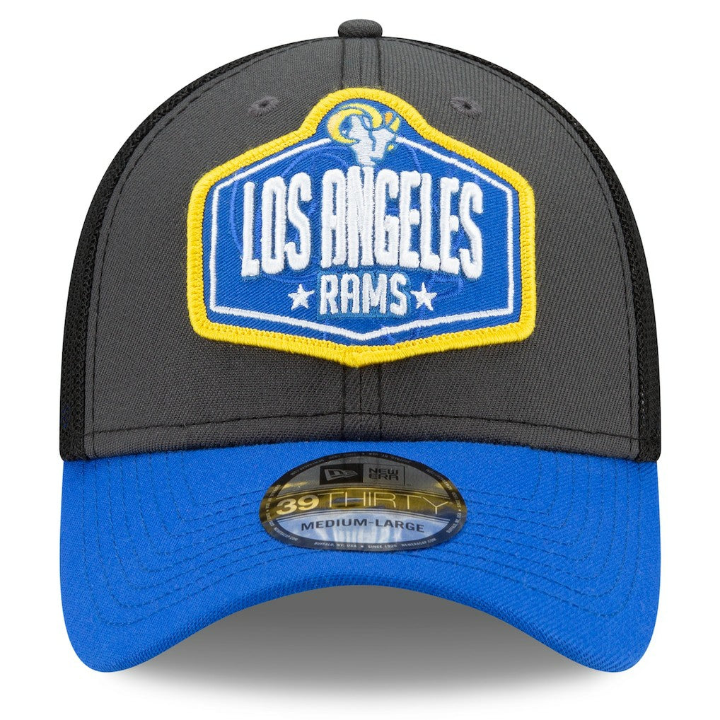 Los Angeles Rams New Era 2021 NFL Draft Trucker 39THIRTY Flex Hat Graphite/Royal | NFL