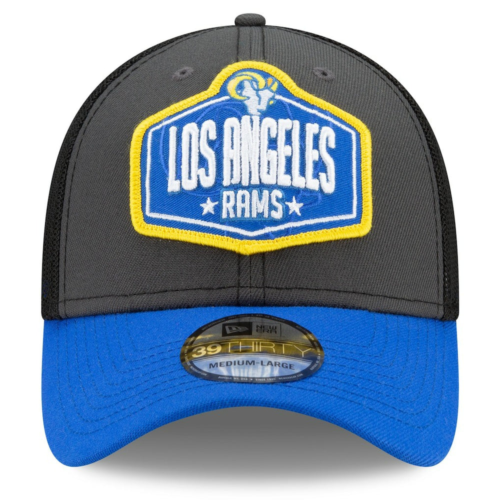 Los Angeles Rams New Era 2021 NFL Draft Trucker 39THIRTY Flex Hat Graphite/Royal | NFL