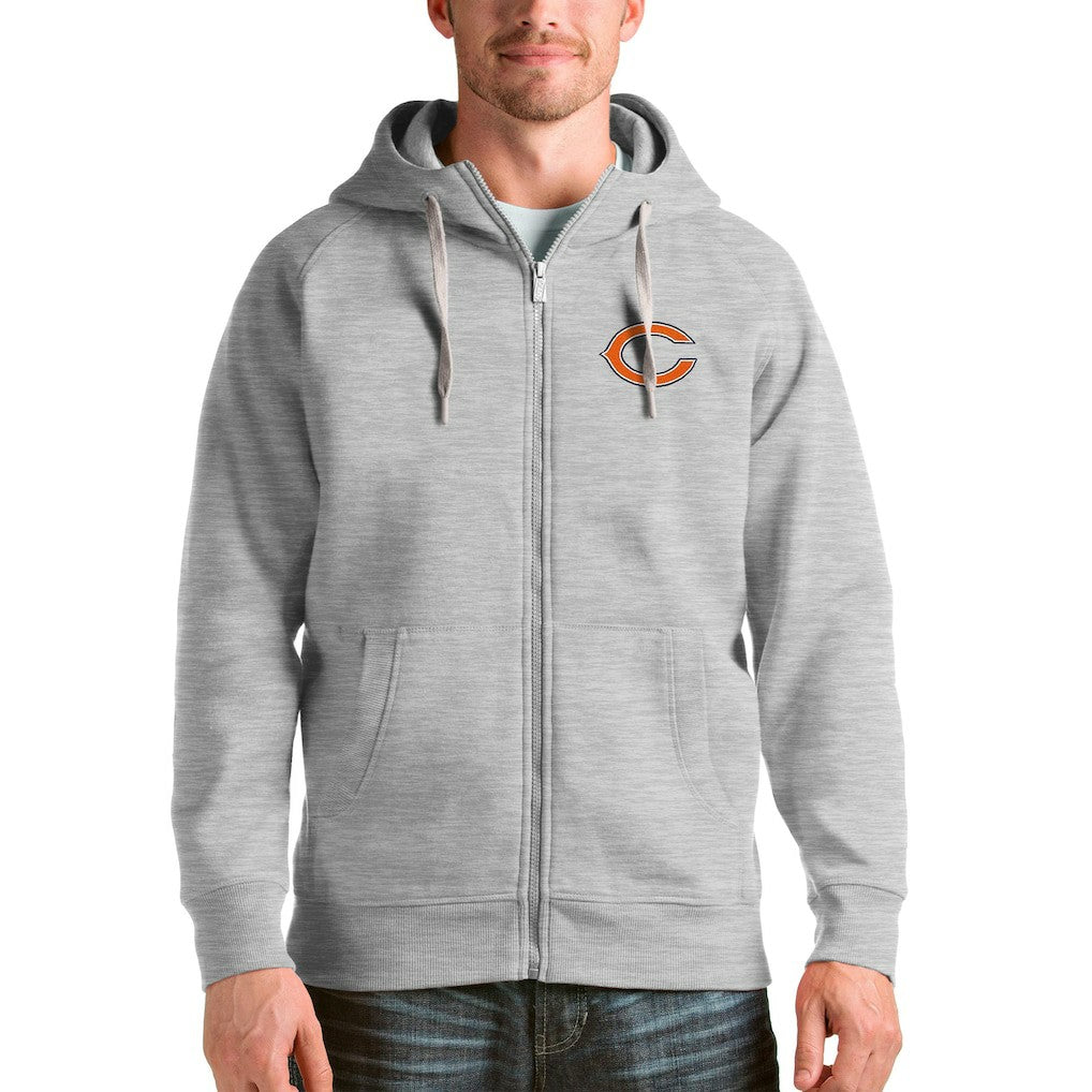 Chicago Bears Antigua Victory Full-Zip Hoodie Heather Gray | NFL