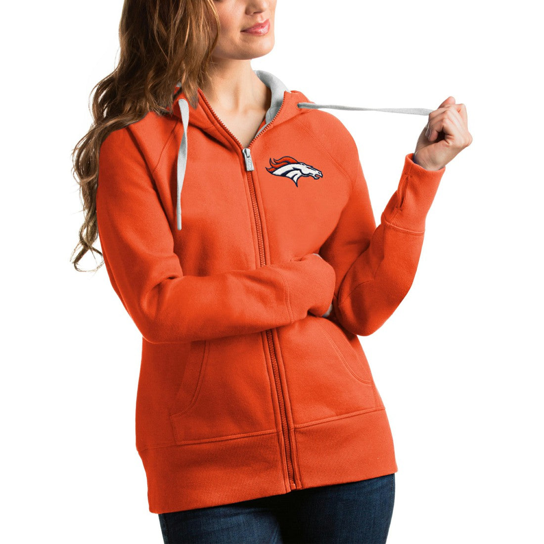 Denver Broncos Antigua Women's Victory Full-Zip Hoodie Orange | NFL