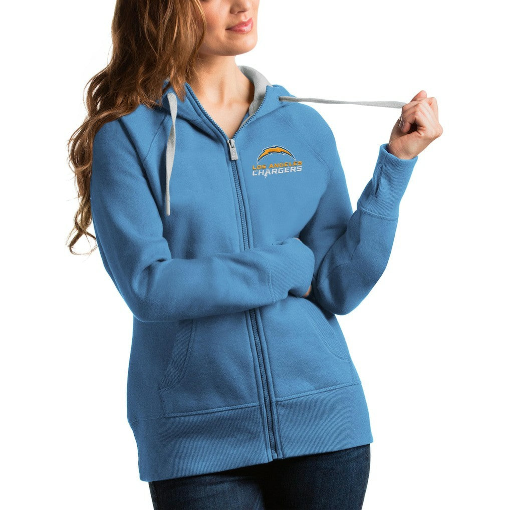 Los Angeles Chargers Antigua Women's Victory Full-Zip Hoodie Light Blue | NFL