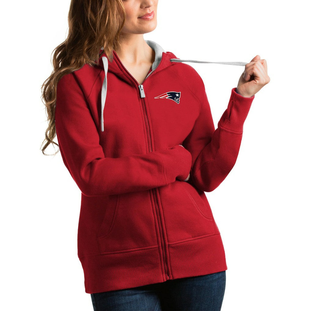 New England Patriots Antigua Women's Victory Full-Zip Hoodie Red | NFL